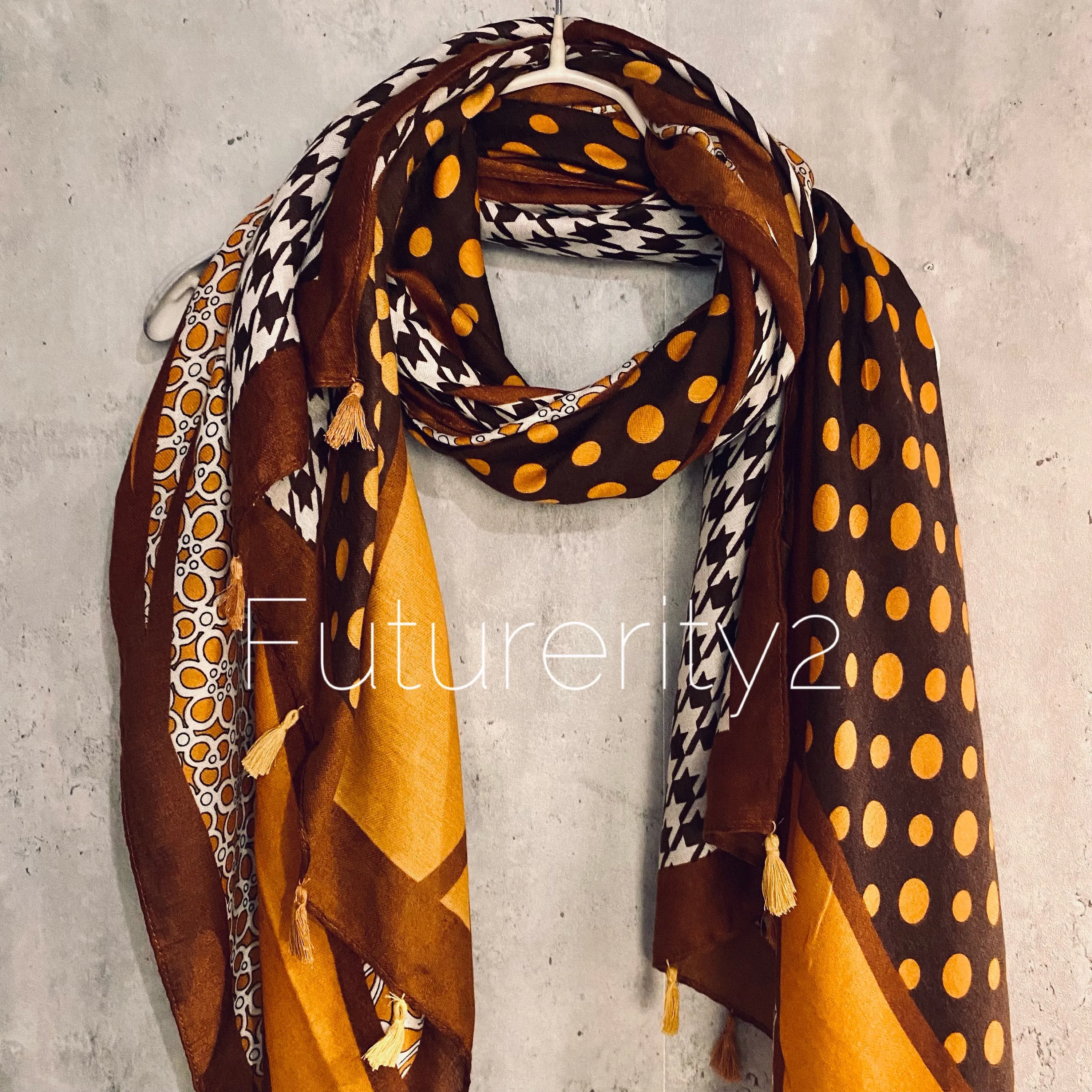 Russian Baroque Inspired With Tassels Yellow Cotton Scarf/Summer Autumn Scarf/Gifts For Mom/Gifts For Her Birthday Christmas/Scarf Women