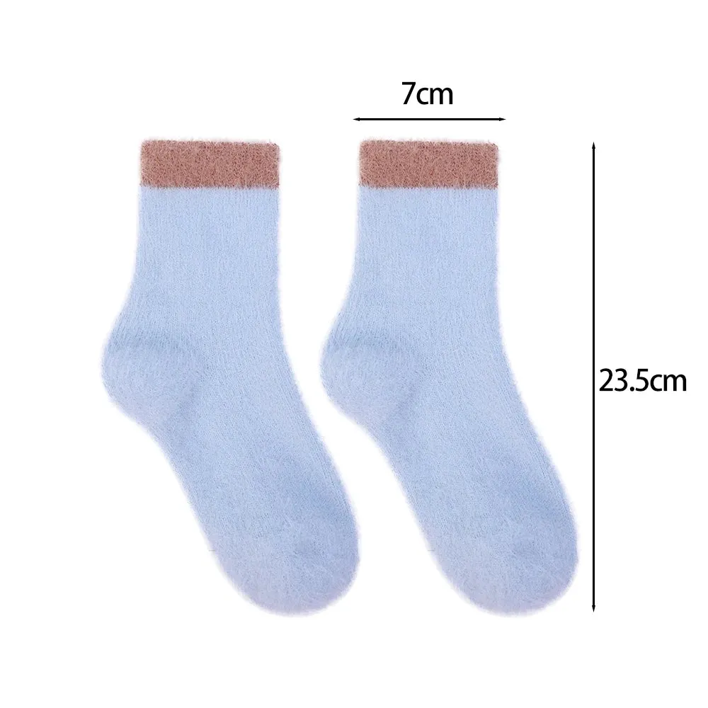 Sohiwoo Mink Fleece Super Soft Socks Women Thick Plush Warm Winter Ins Fashion Comfortable Middle Tube Socks Home Sleeping Floor Sock