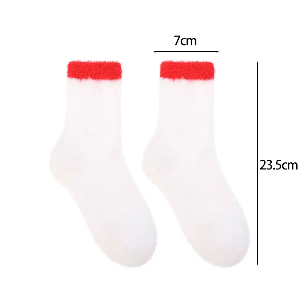 Sohiwoo Mink Fleece Super Soft Socks Women Thick Plush Warm Winter Ins Fashion Comfortable Middle Tube Socks Home Sleeping Floor Sock