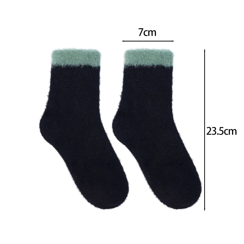 Sohiwoo Mink Fleece Super Soft Socks Women Thick Plush Warm Winter Ins Fashion Comfortable Middle Tube Socks Home Sleeping Floor Sock