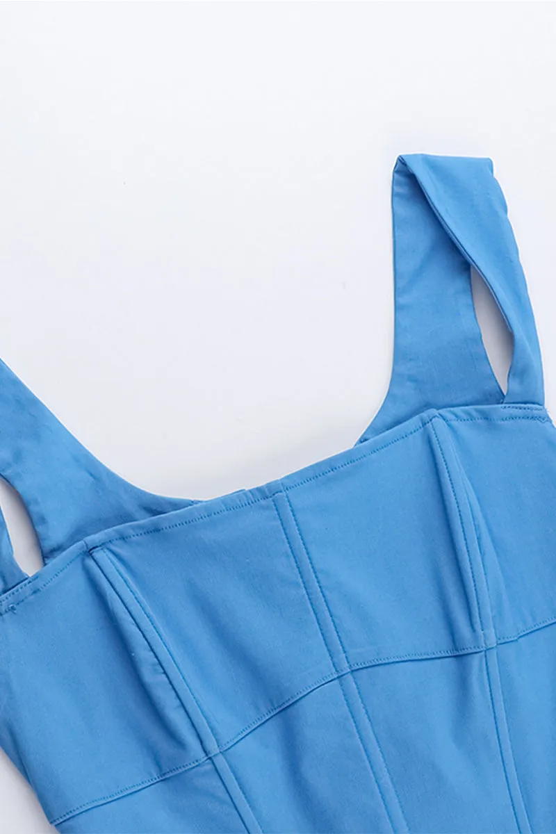 Square Neck Sleeveless Bandage Back Irregular Hem Top