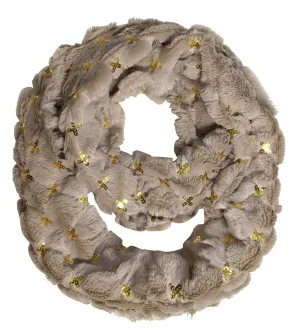 Tan 06 Faux fur Solid Color Plush Cowl Collar Infinity Loop Scarf