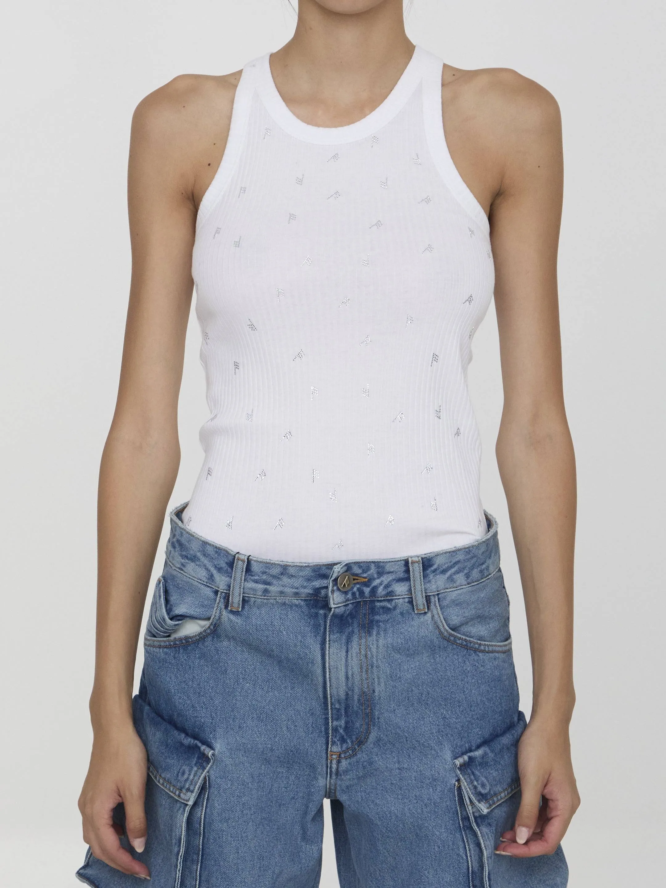 The Attico Crystal Top in White