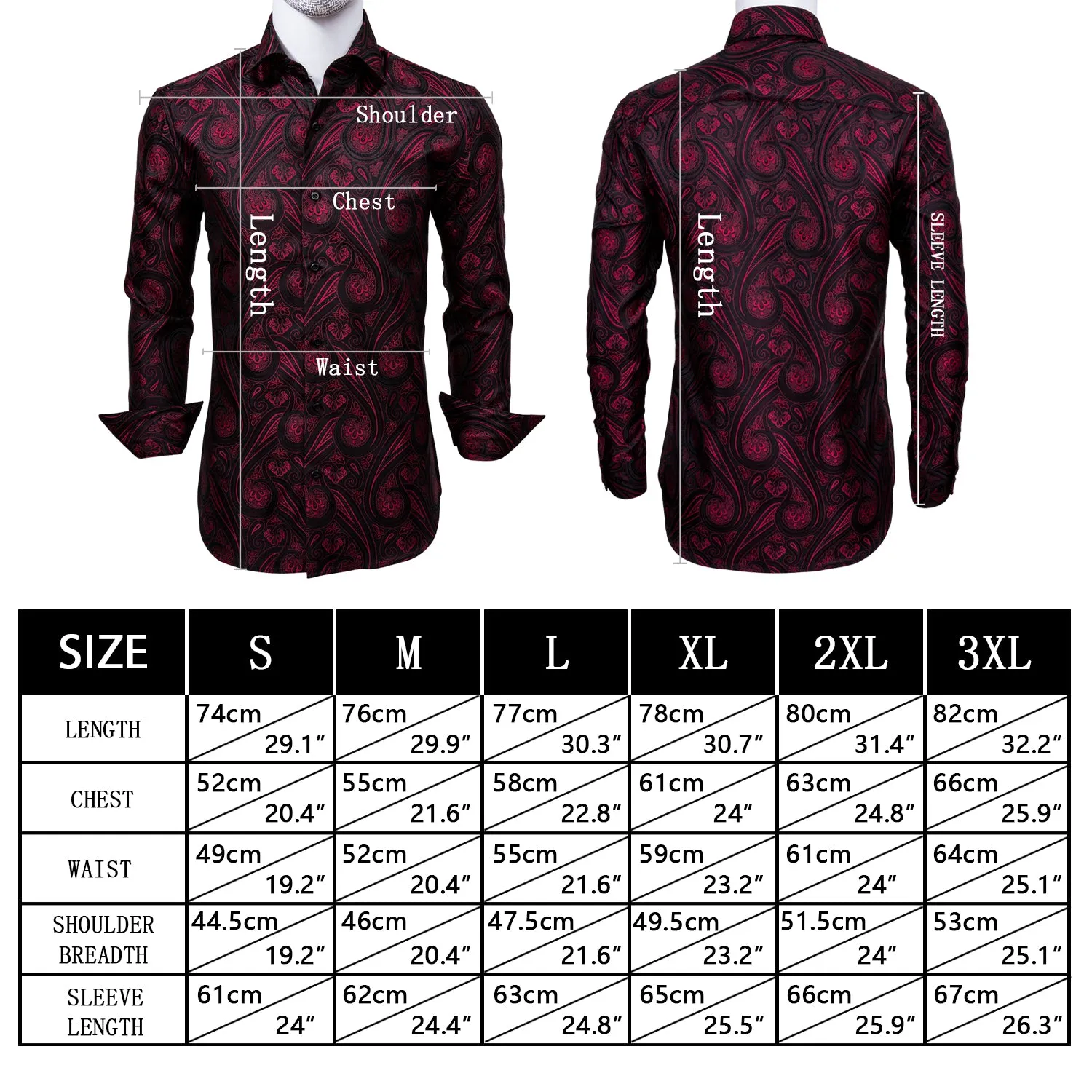 Ties2you Black Shirt Burgundy Red Paisley Dress Shirt For Men Fashionable Casual