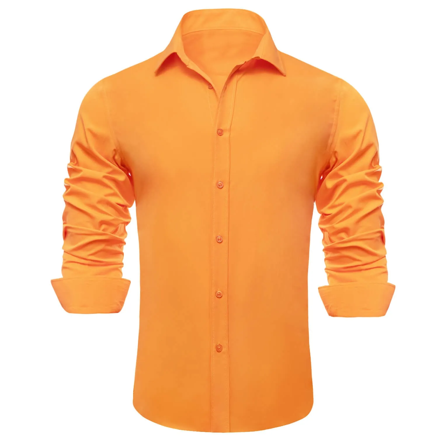Ties2you Button Down Shirt Dark Orange Solid Silk Men's Shirt Fashion