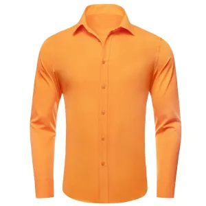 Ties2you Button Down Shirt Dark Orange Solid Silk Men's Shirt Fashion