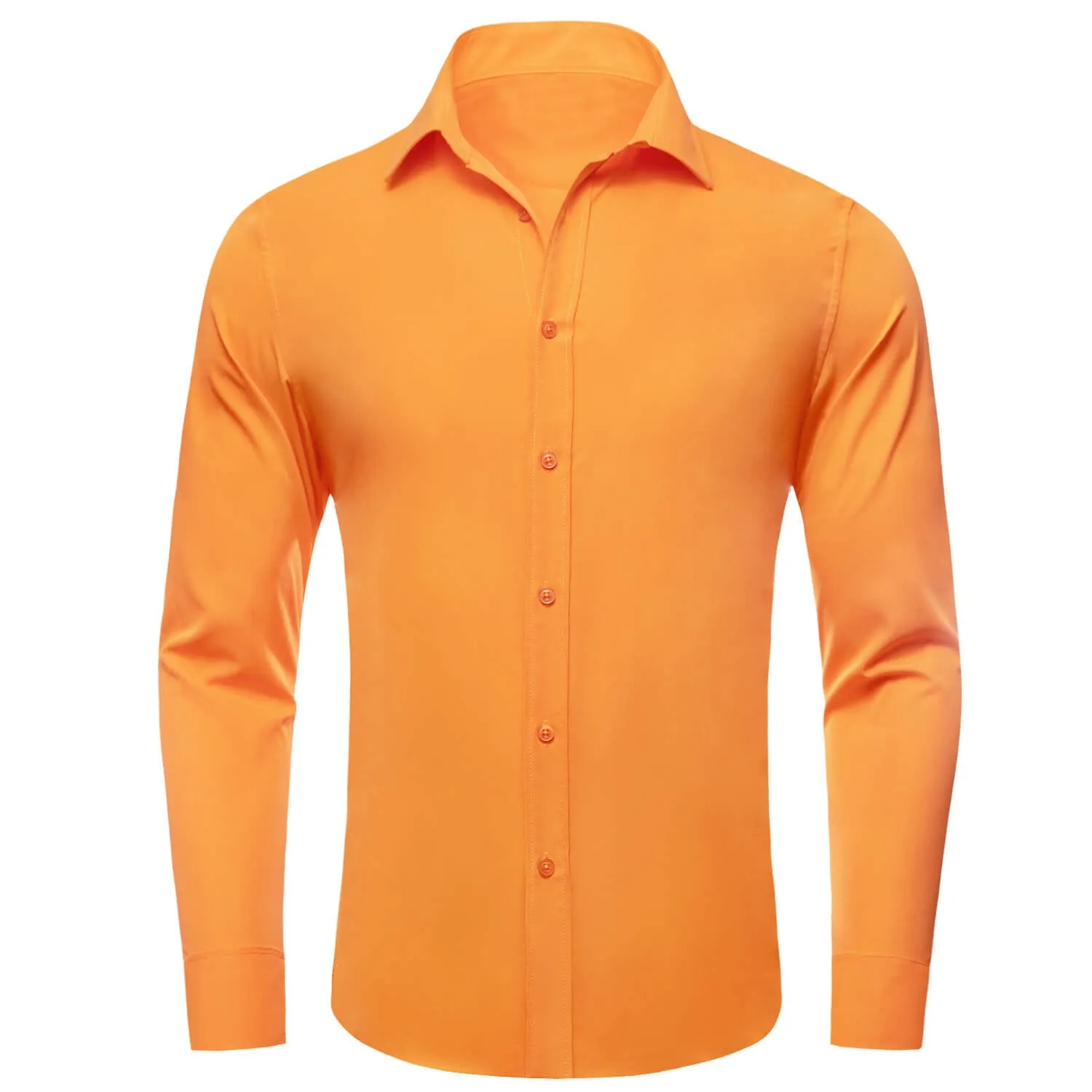 Ties2you Button Down Shirt Dark Orange Solid Silk Men's Shirt Fashion
