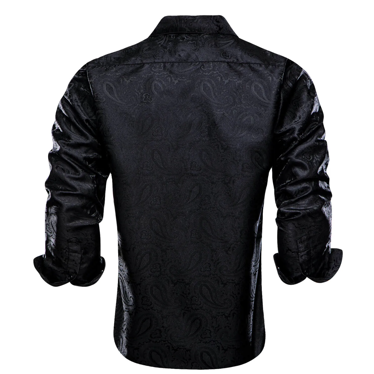 Ties2you Long Sleeve Shirt Black Paisley Silk Men's Shirt