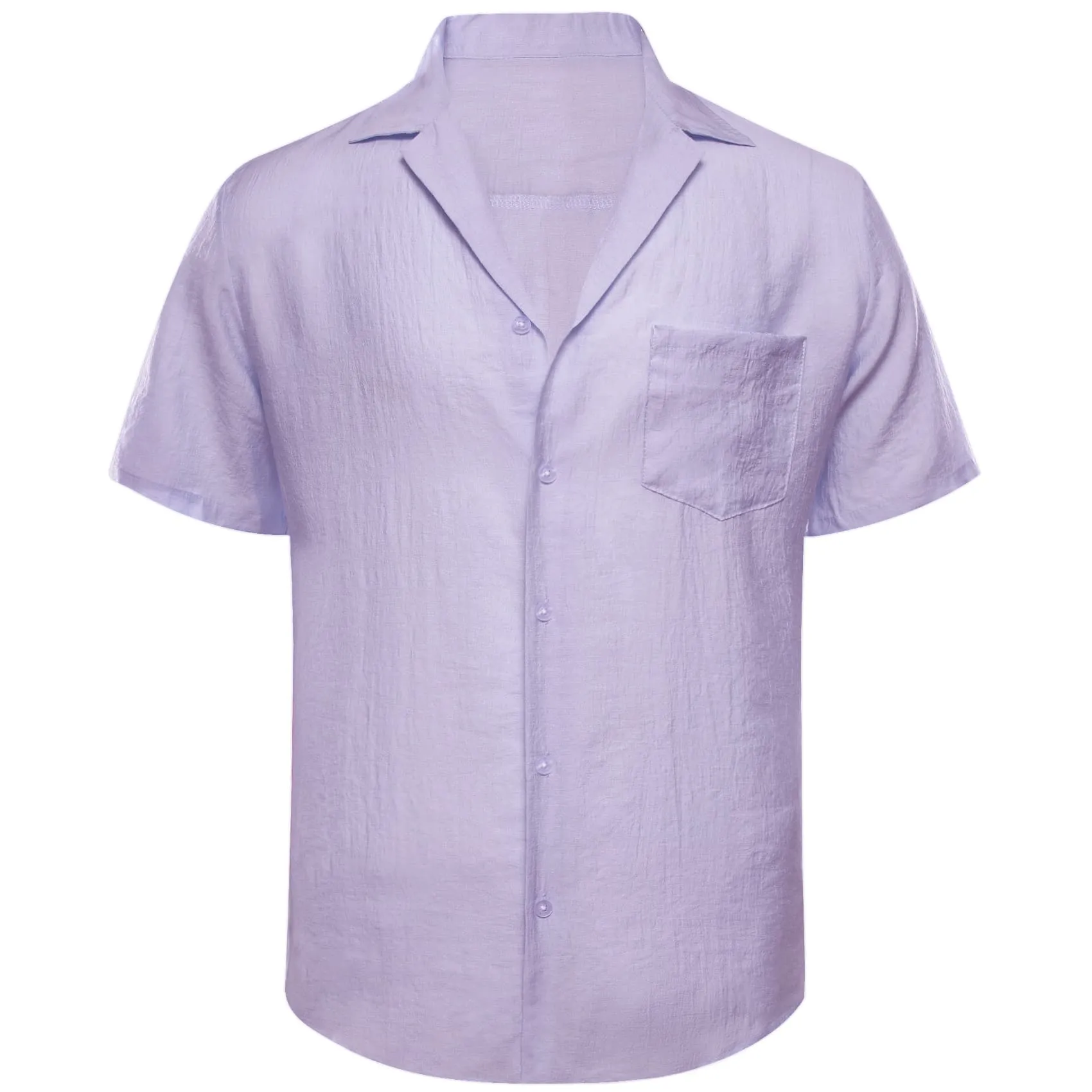 Ties2you Short Sleeve Shirt Thistle Purple Solid Men's Silk Notched Collar Button Down Shirt