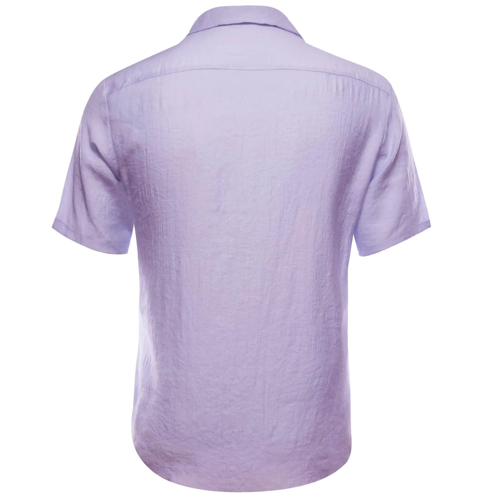 Ties2you Short Sleeve Shirt Thistle Purple Solid Men's Silk Notched Collar Button Down Shirt