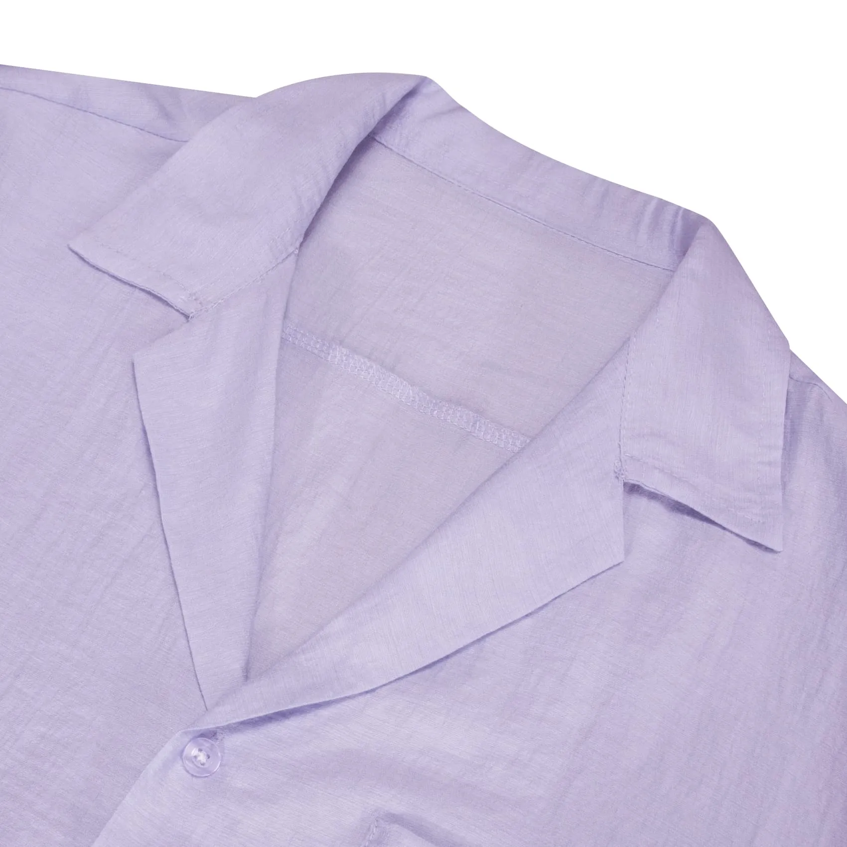 Ties2you Short Sleeve Shirt Thistle Purple Solid Men's Silk Notched Collar Button Down Shirt