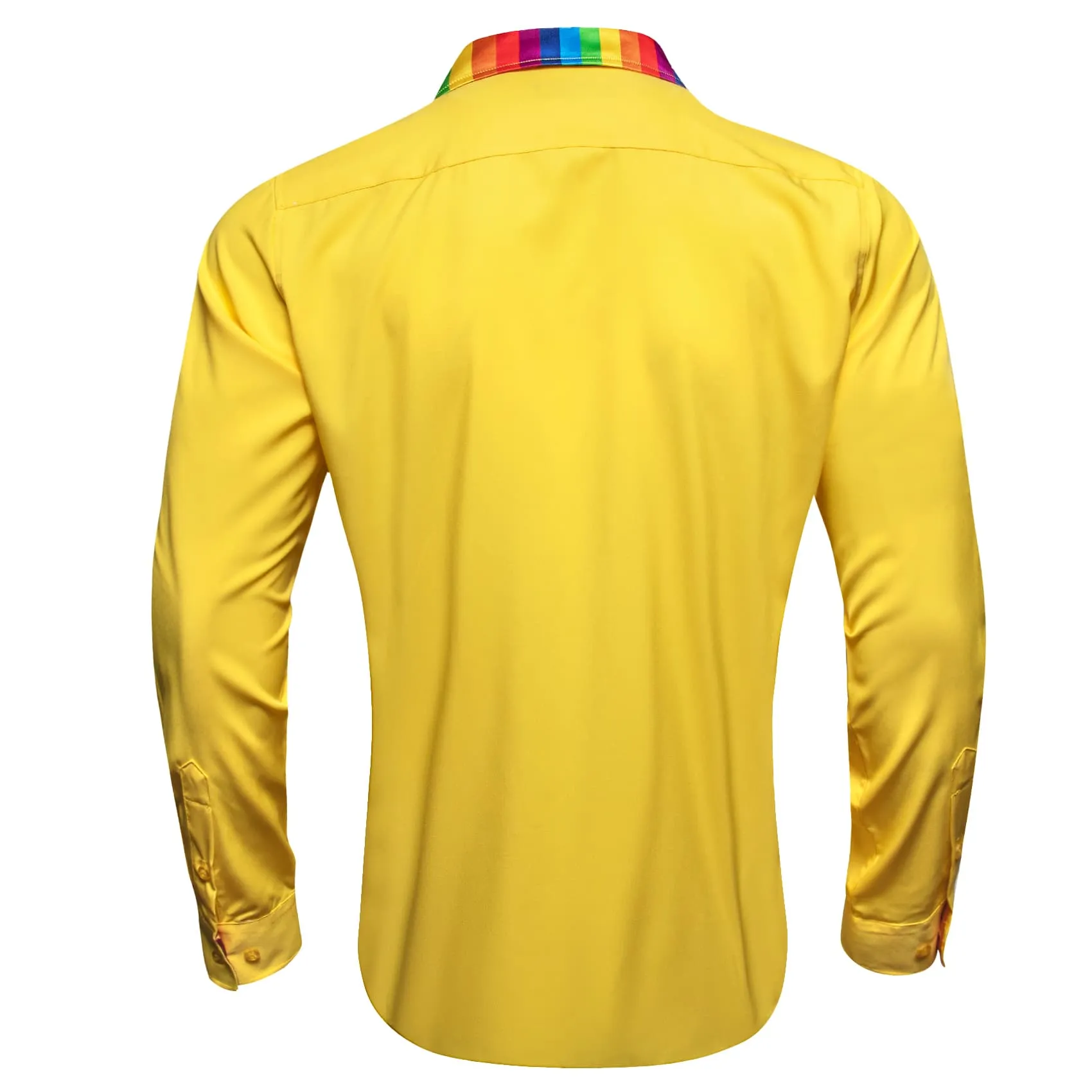 Ties2you Work Shirt Sandstorm Yellow Colorful Splicing Long Sleeve Silk Mens Button Up Shirt