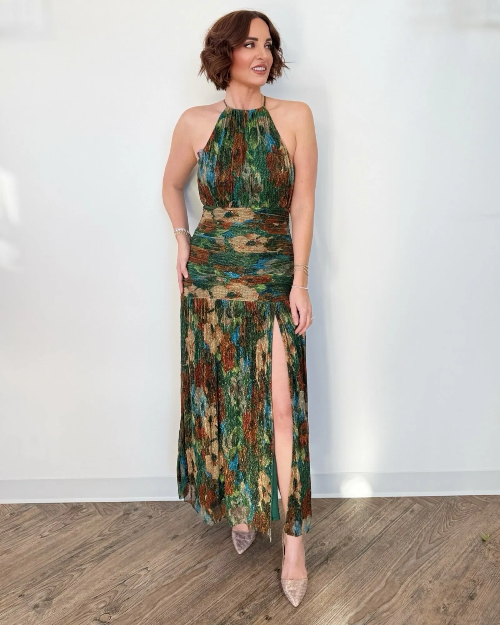 Tilly Metallic Halter Maxi Dress