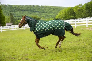 TuffRider 1200D Ripstop 220 GSM Polyfill Horse Print Combo Neck Two Tone Horse Turnout Blanket