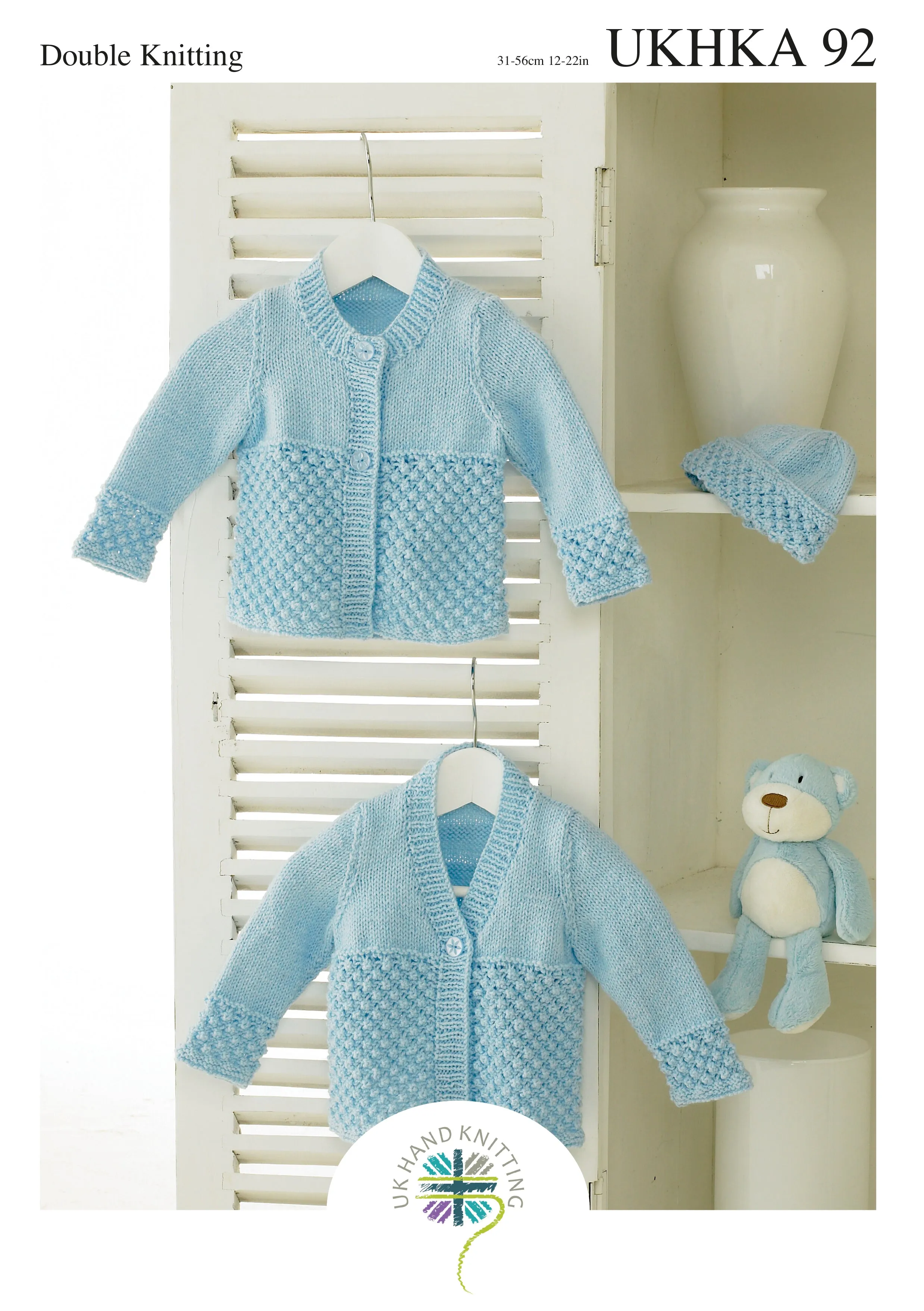 UKHKA 92 Double Knitting Pattern - DK Baby Cardigans and Hat (Prem to 2 years)