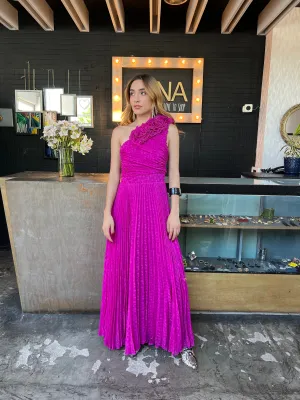 Vestido magenta asimétrico