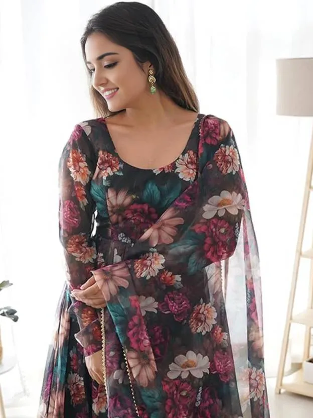 Vibrant Elegance Kurta Gown with Dupatta