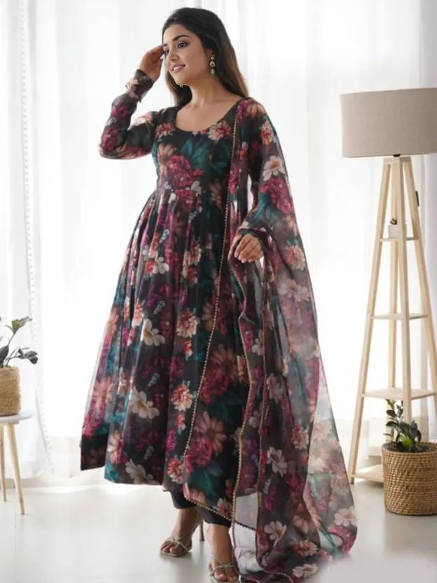 Vibrant Elegance Kurta Gown with Dupatta