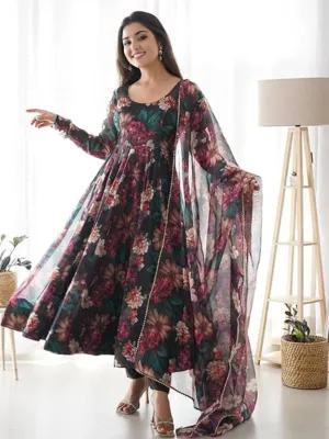 Vibrant Elegance Kurta Gown with Dupatta