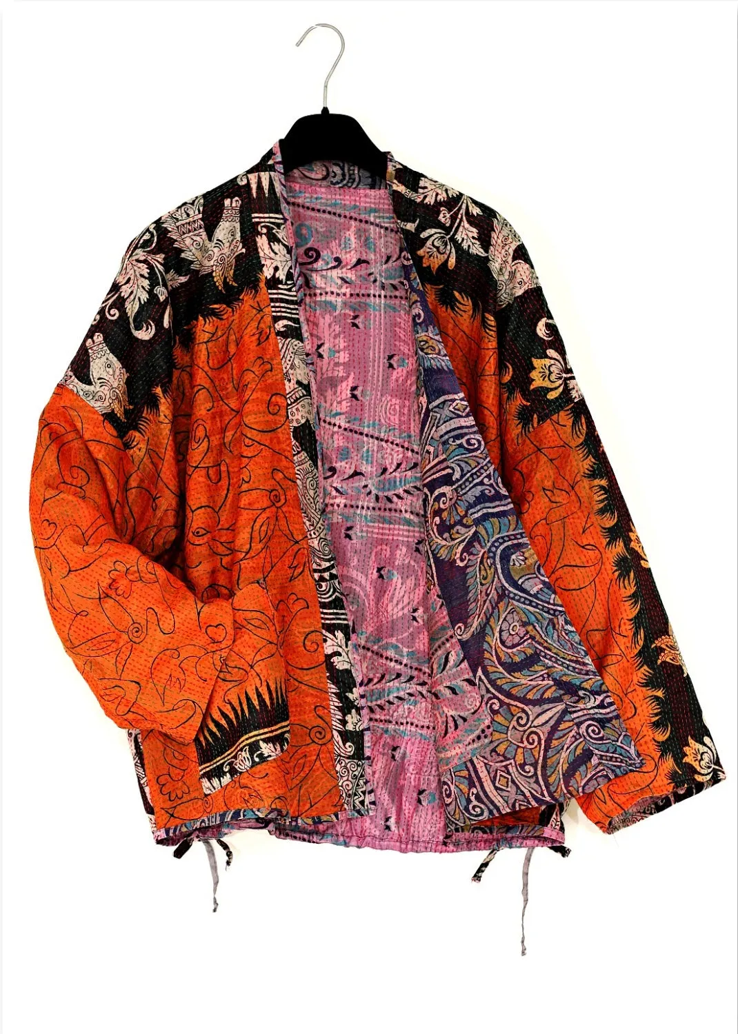 Vändbar jacka i handbroderat unikt vintage siden - 18/57