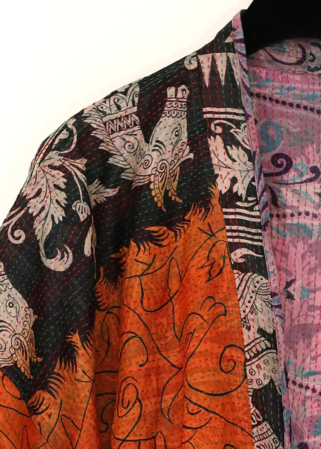 Vändbar jacka i handbroderat unikt vintage siden - 18/57