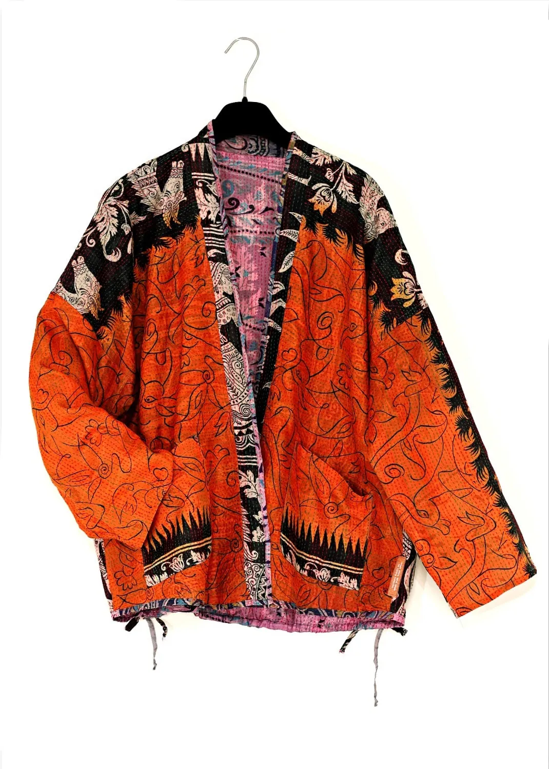Vändbar jacka i handbroderat unikt vintage siden - 18/57