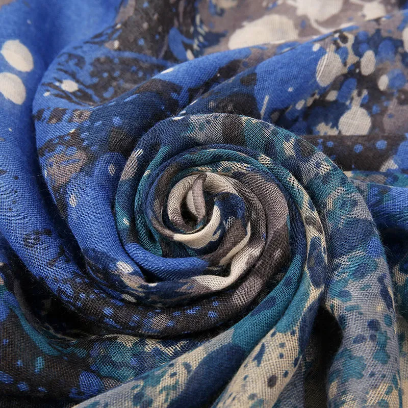 VS261 Graffiti printed viscose voile hijab scarf
