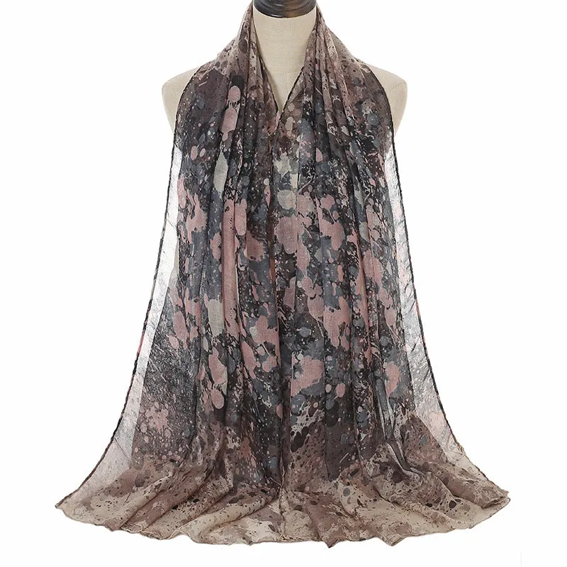 VS261 Graffiti printed viscose voile hijab scarf