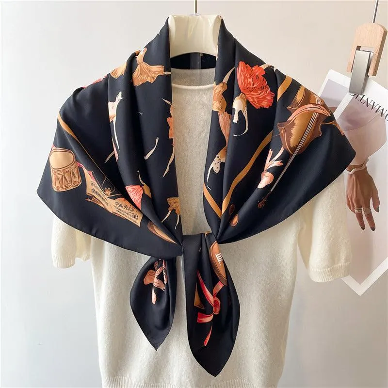 White Elegant Chic Large Satin Scarf | 90x90cm Bandana | Twill Satin Shawl | Perfect Gift for Her, Mother's Day