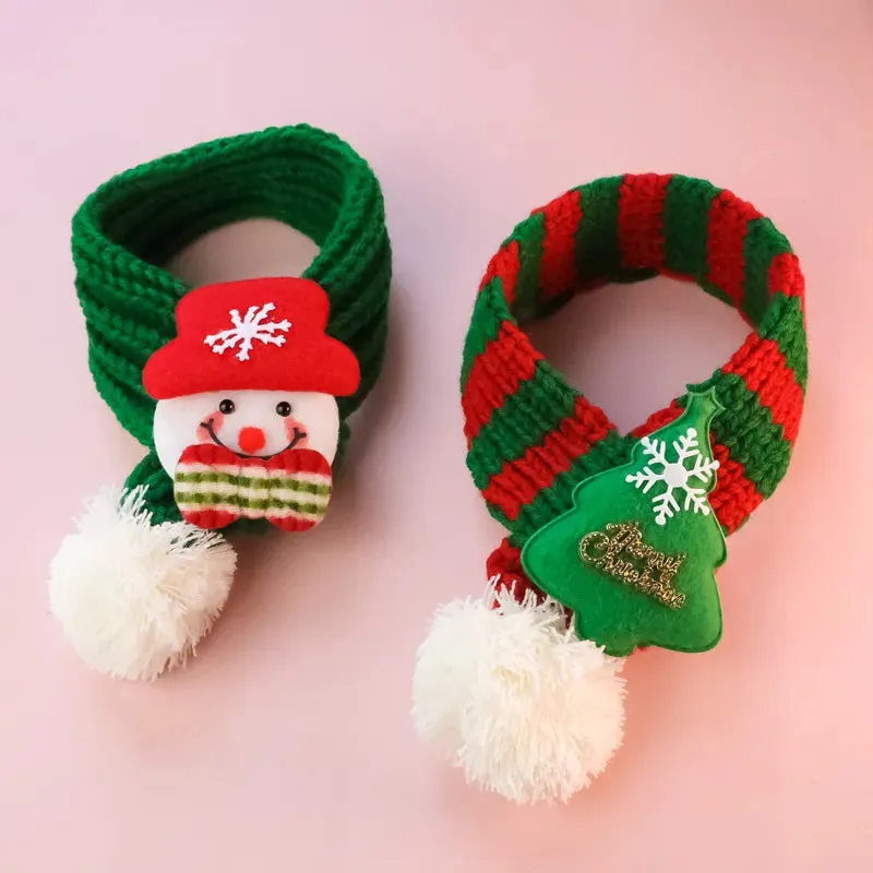 Winter Dog Scarf Warm Puppy Pet Knitted Christmas Scarf Maltese Scarf Cat Dog Cute Knitted Scarf Pet Supplies Accessories For Small Dogs Party