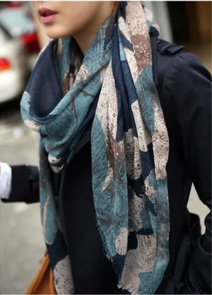 Winter Flower Printed Women's Cotton Scarf
