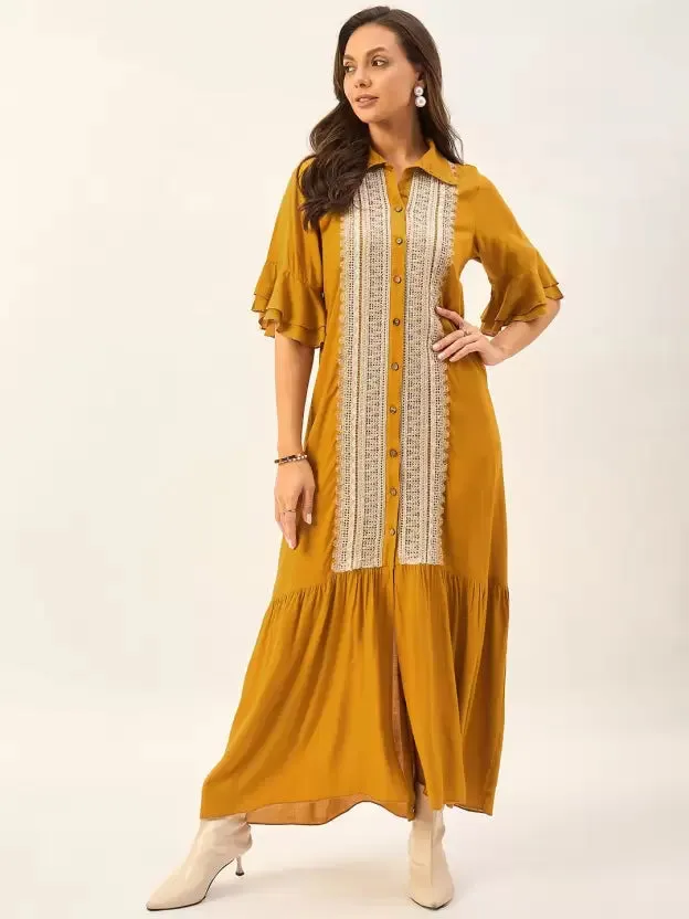 Yellow Embellished Maxi Dress