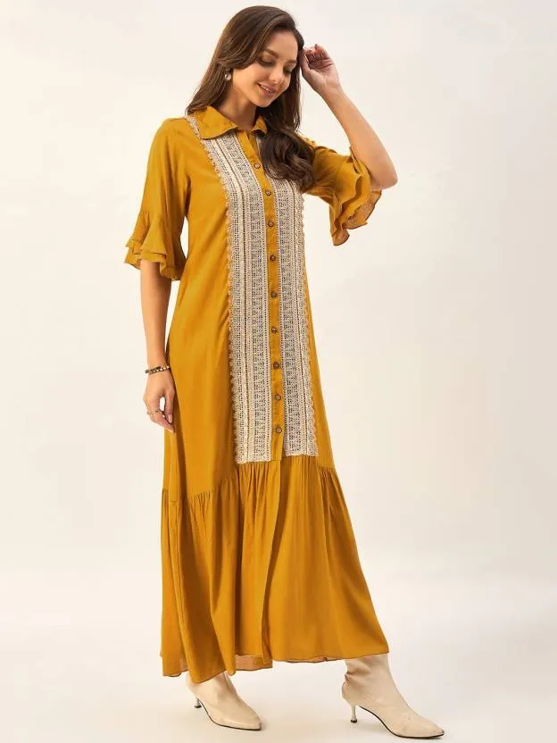 Yellow Embellished Maxi Dress