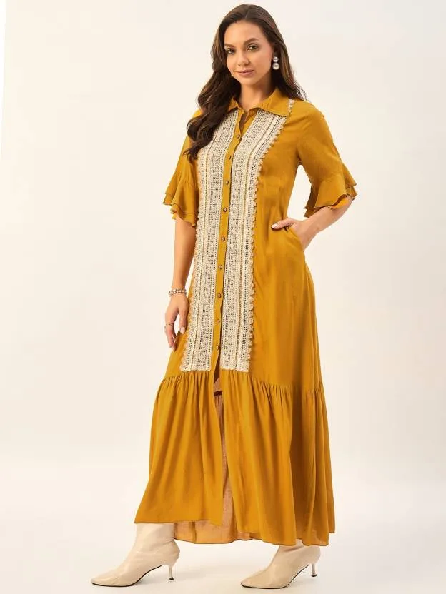 Yellow Embellished Maxi Dress