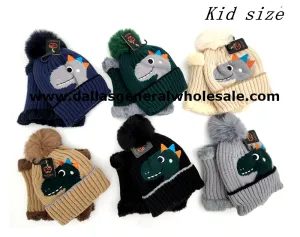 Young Boys Dinosaur Beanie w/ Scarf Set Wholesale